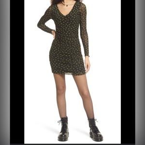 BP womens misses XS fitted black micro mess dress